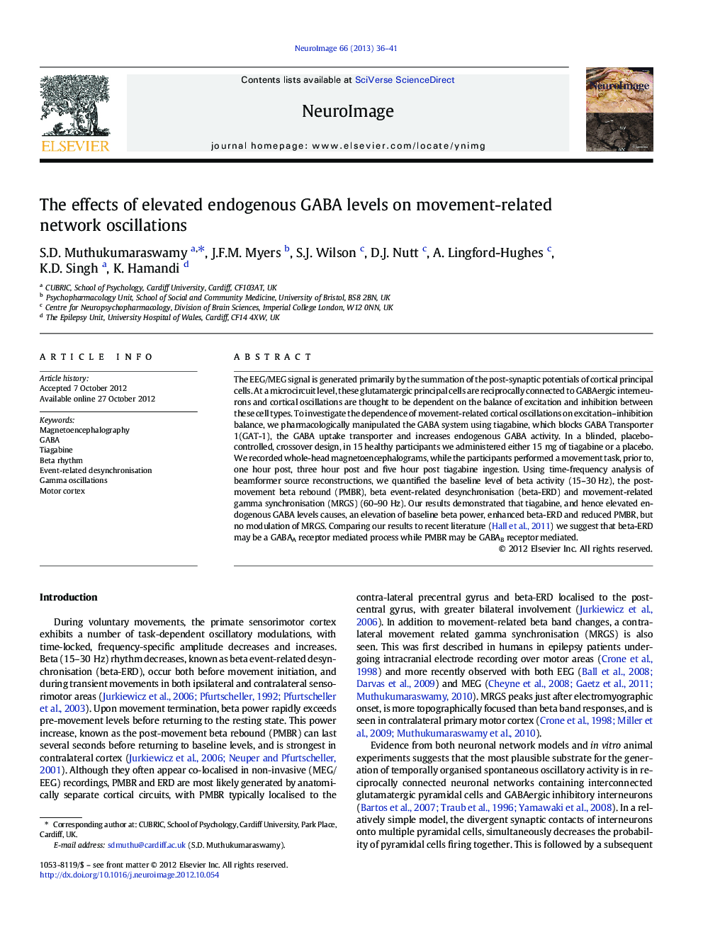 The effects of elevated endogenous GABA levels on movement-related network oscillations