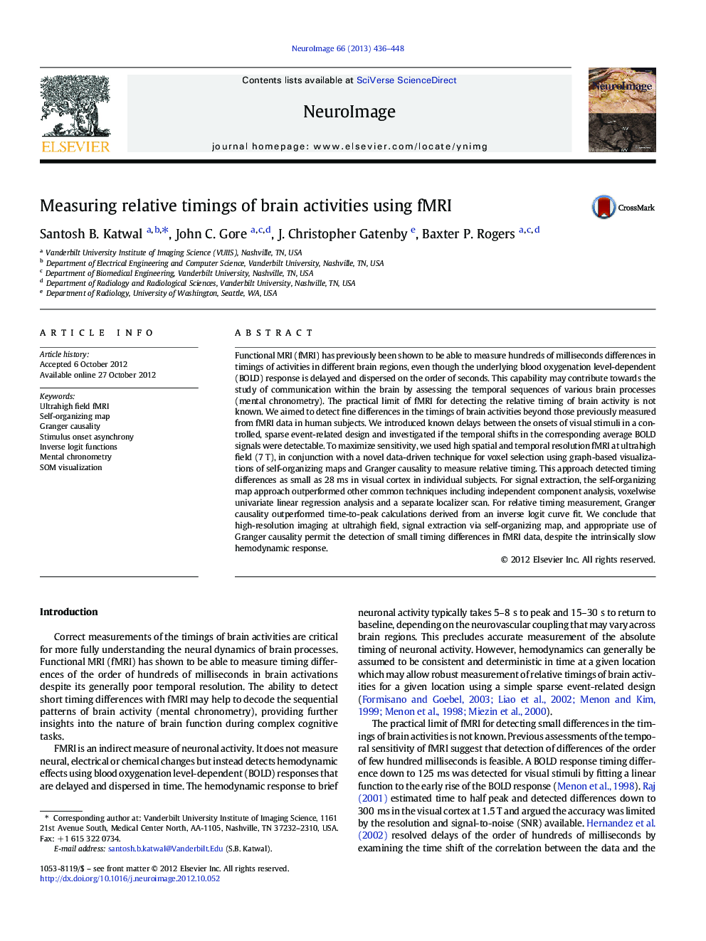 Measuring relative timings of brain activities using fMRI