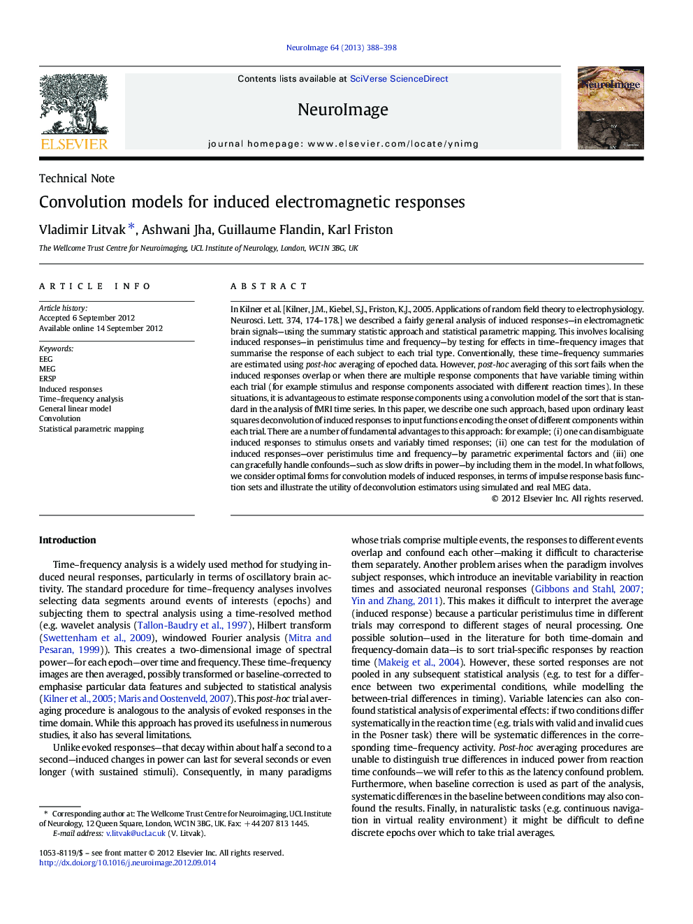 Convolution models for induced electromagnetic responses