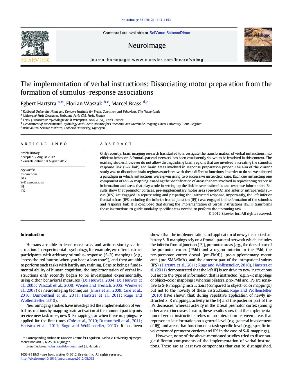 The implementation of verbal instructions: Dissociating motor preparation from the formation of stimulus-response associations