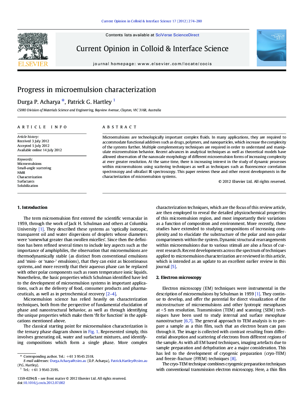 Progress in microemulsion characterization