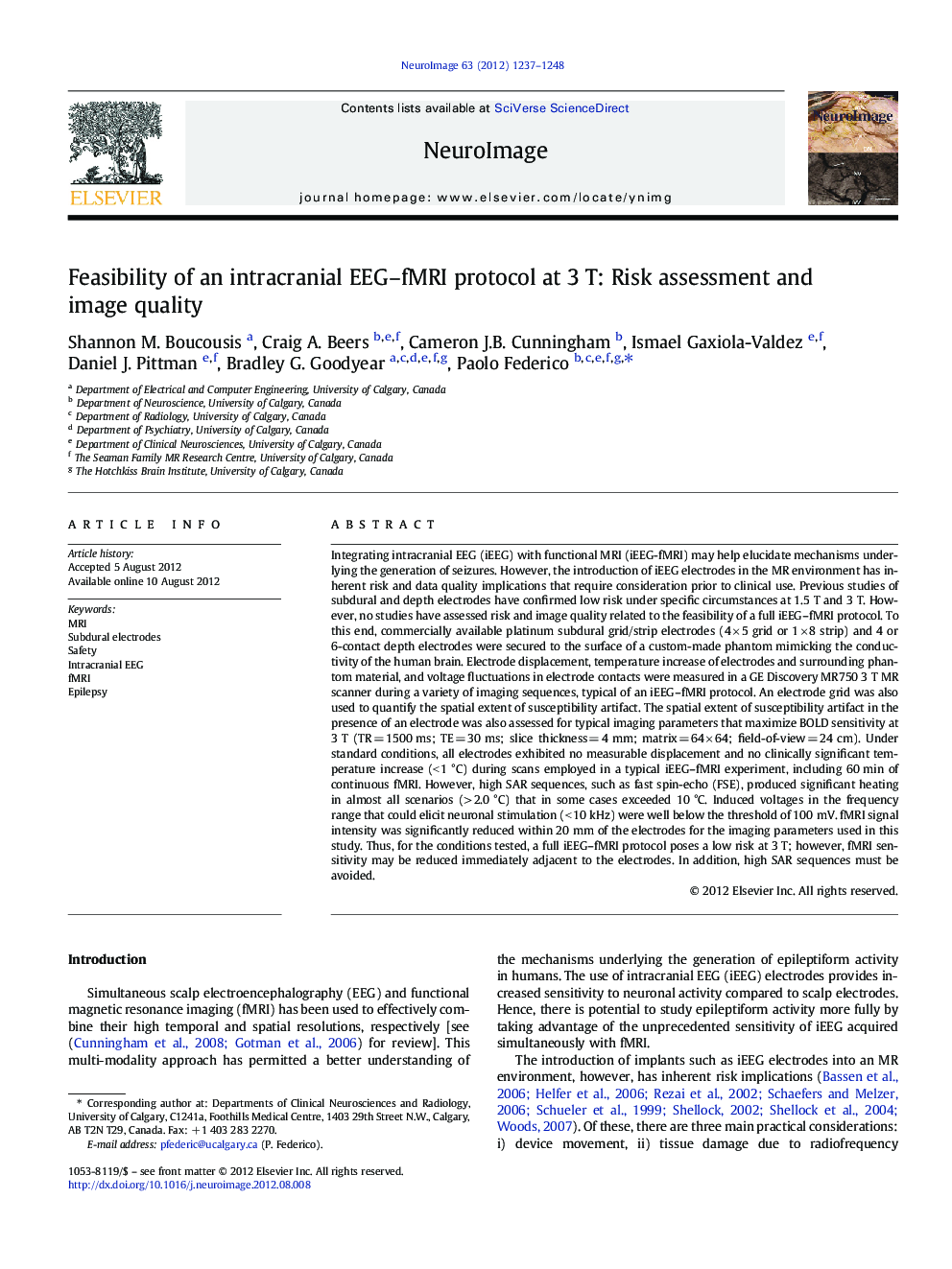 Feasibility of an intracranial EEG-fMRI protocol at 3Â T: Risk assessment and image quality