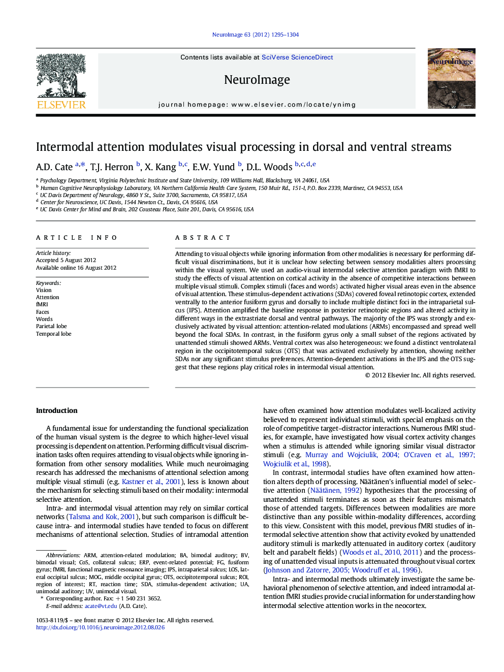 Intermodal attention modulates visual processing in dorsal and ventral streams