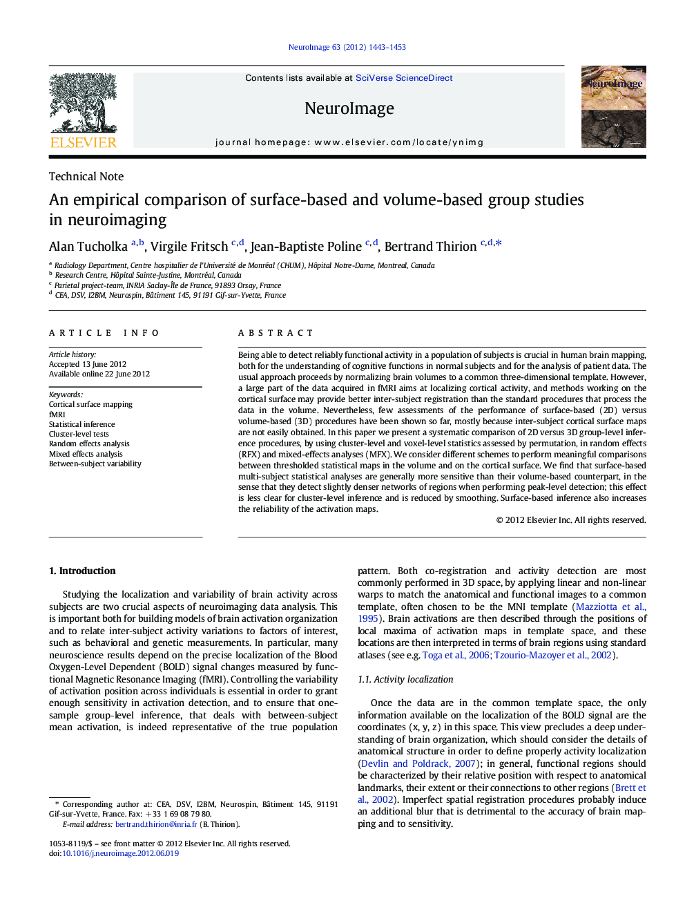 An empirical comparison of surface-based and volume-based group studies in neuroimaging