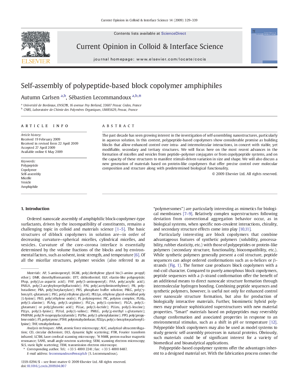 Self-assembly of polypeptide-based block copolymer amphiphiles