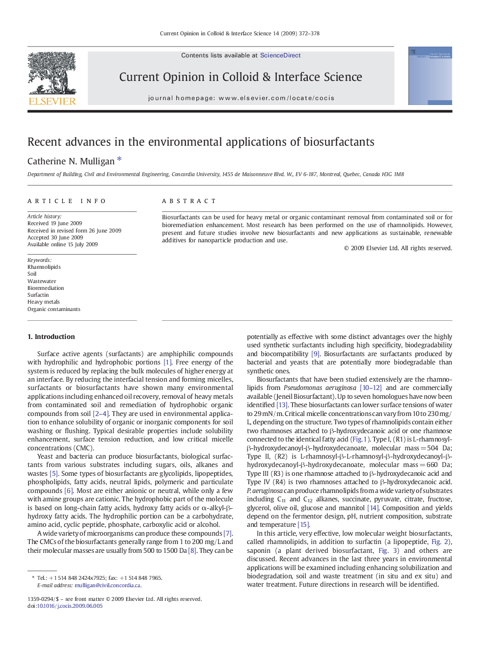 Recent advances in the environmental applications of biosurfactants