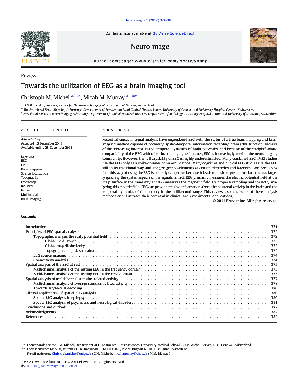 Towards the utilization of EEG as a brain imaging tool