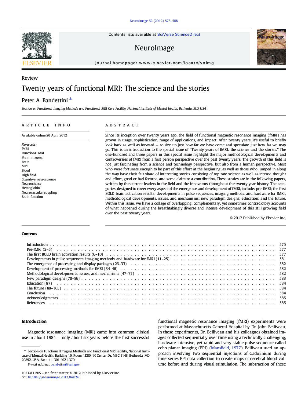 Twenty years of functional MRI: The science and the stories