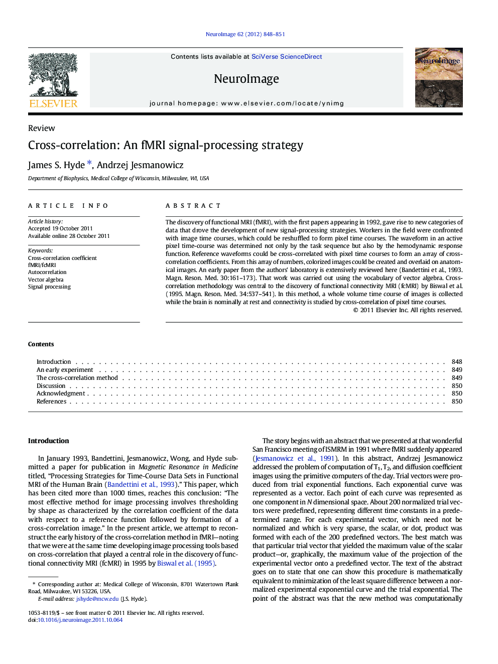 Cross-correlation: An fMRI signal-processing strategy