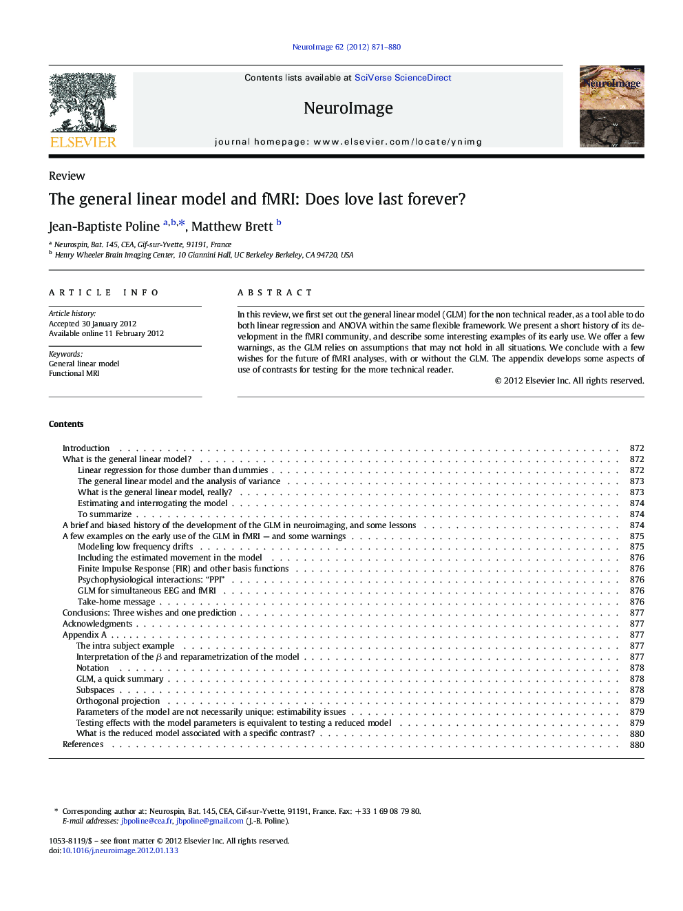 The general linear model and fMRI: Does love last forever?