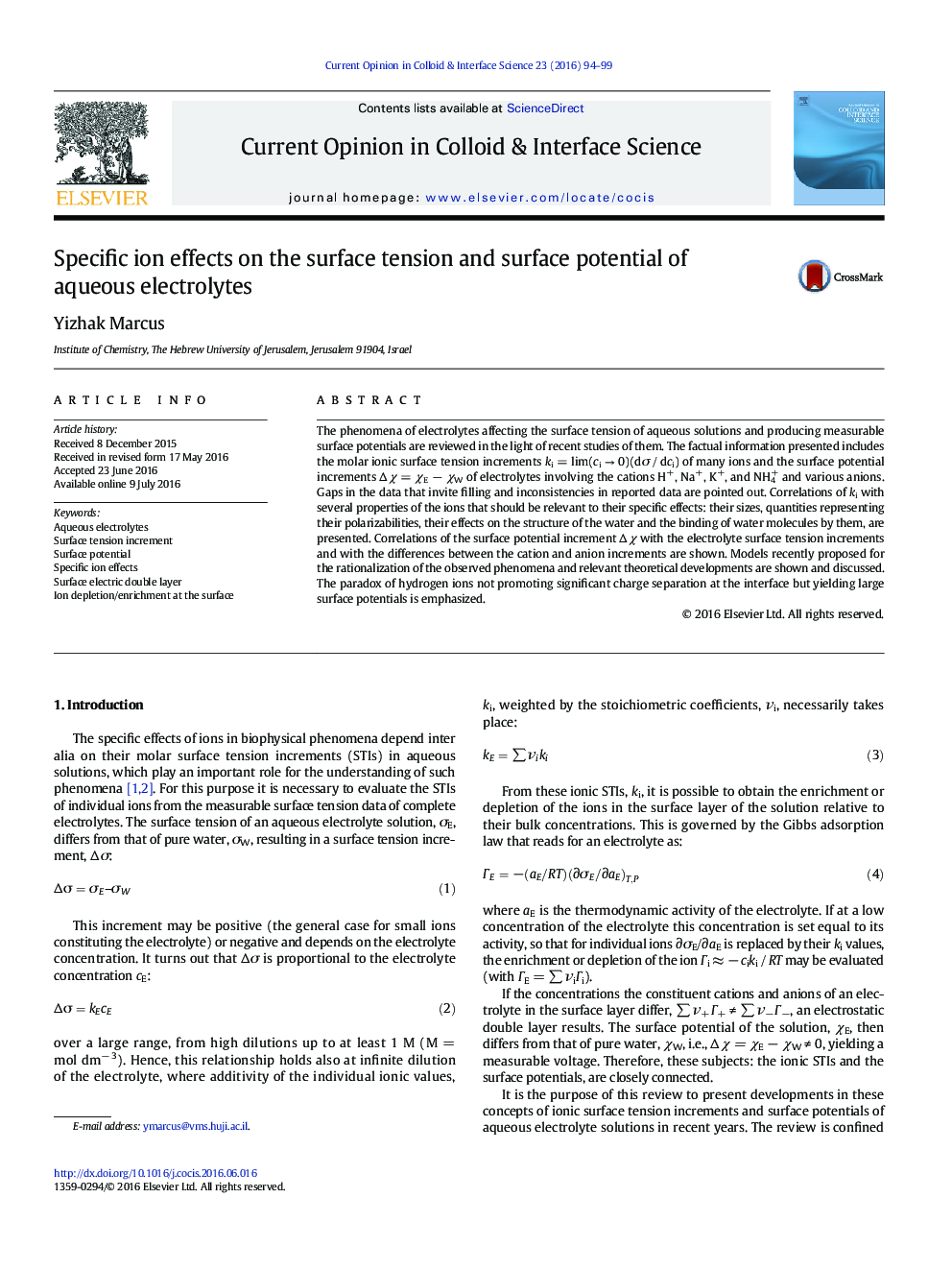 Specific ion effects on the surface tension and surface potential of aqueous electrolytes