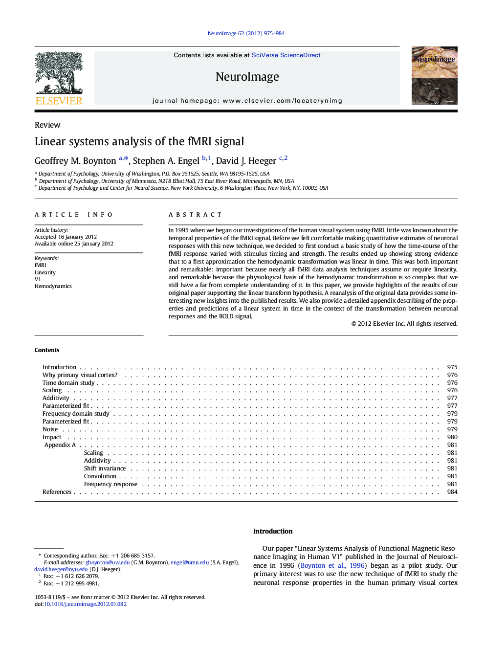 Linear systems analysis of the fMRI signal