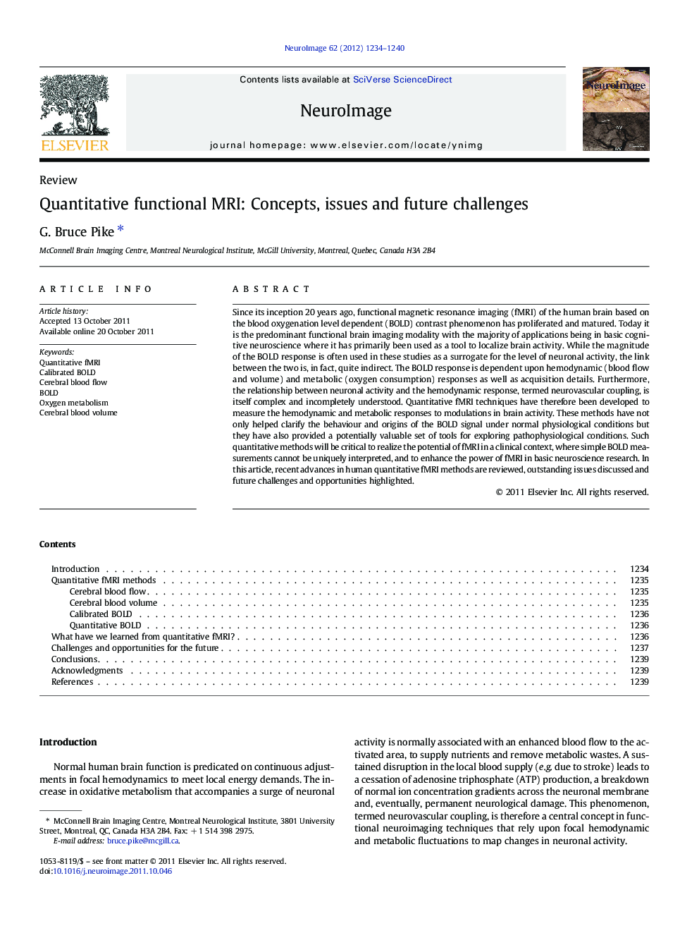 ReviewQuantitative functional MRI: Concepts, issues and future challenges