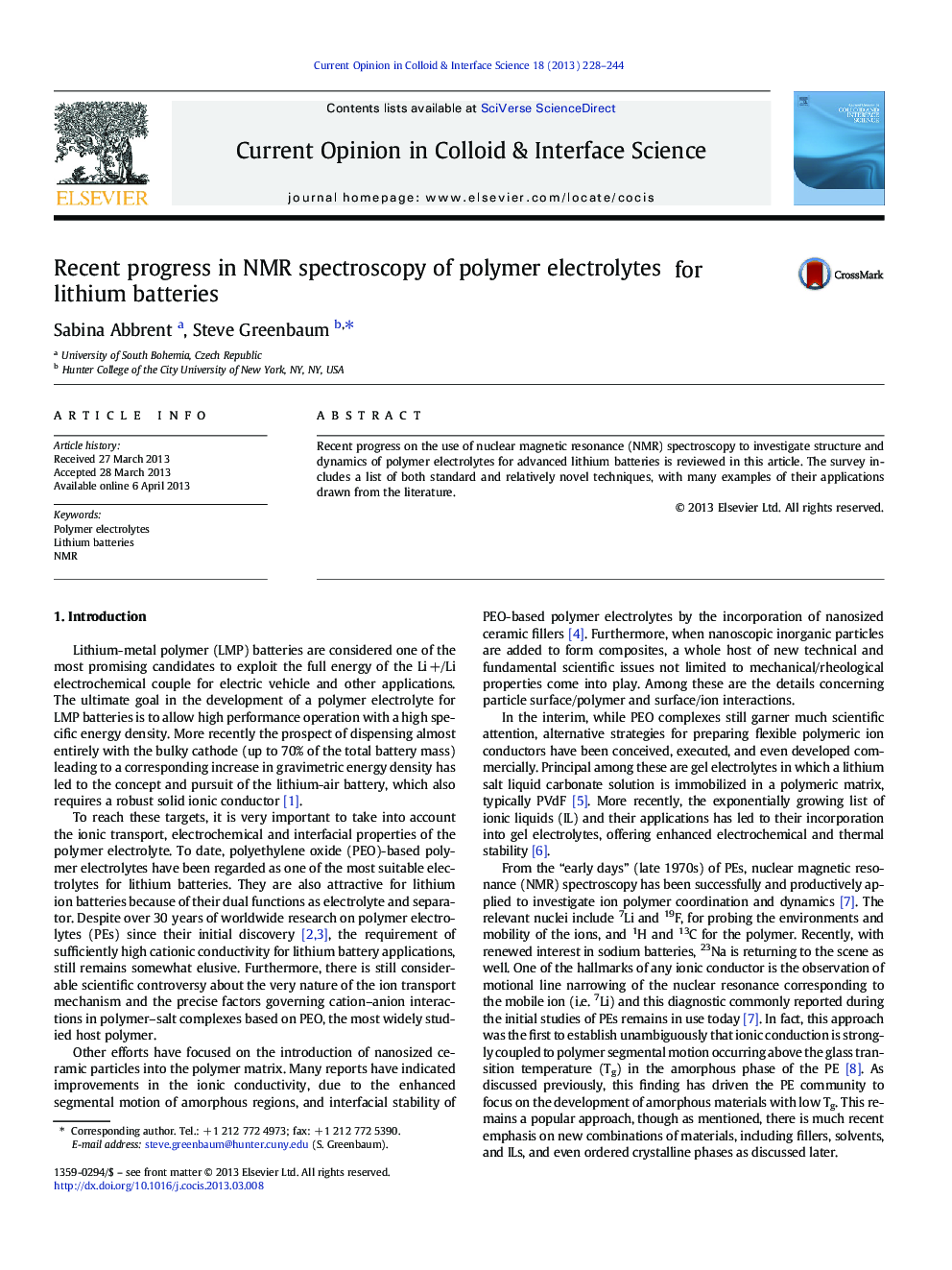 Recent progress in NMR spectroscopy of polymer electrolytes for lithium batteries