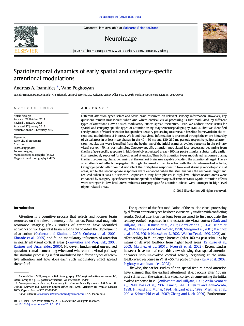 Spatiotemporal dynamics of early spatial and category-specific attentional modulations