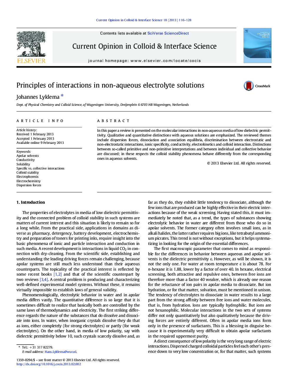 Principles of interactions in non-aqueous electrolyte solutions