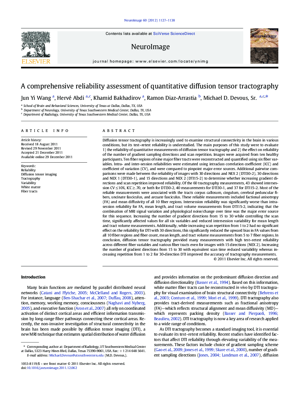 A comprehensive reliability assessment of quantitative diffusion tensor tractography