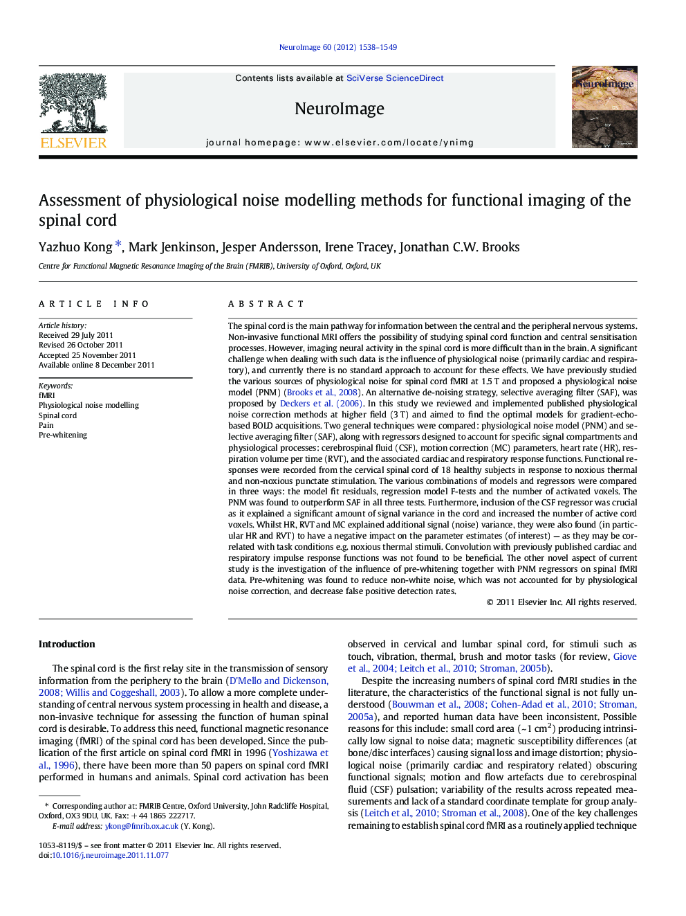 Assessment of physiological noise modelling methods for functional imaging of the spinal cord