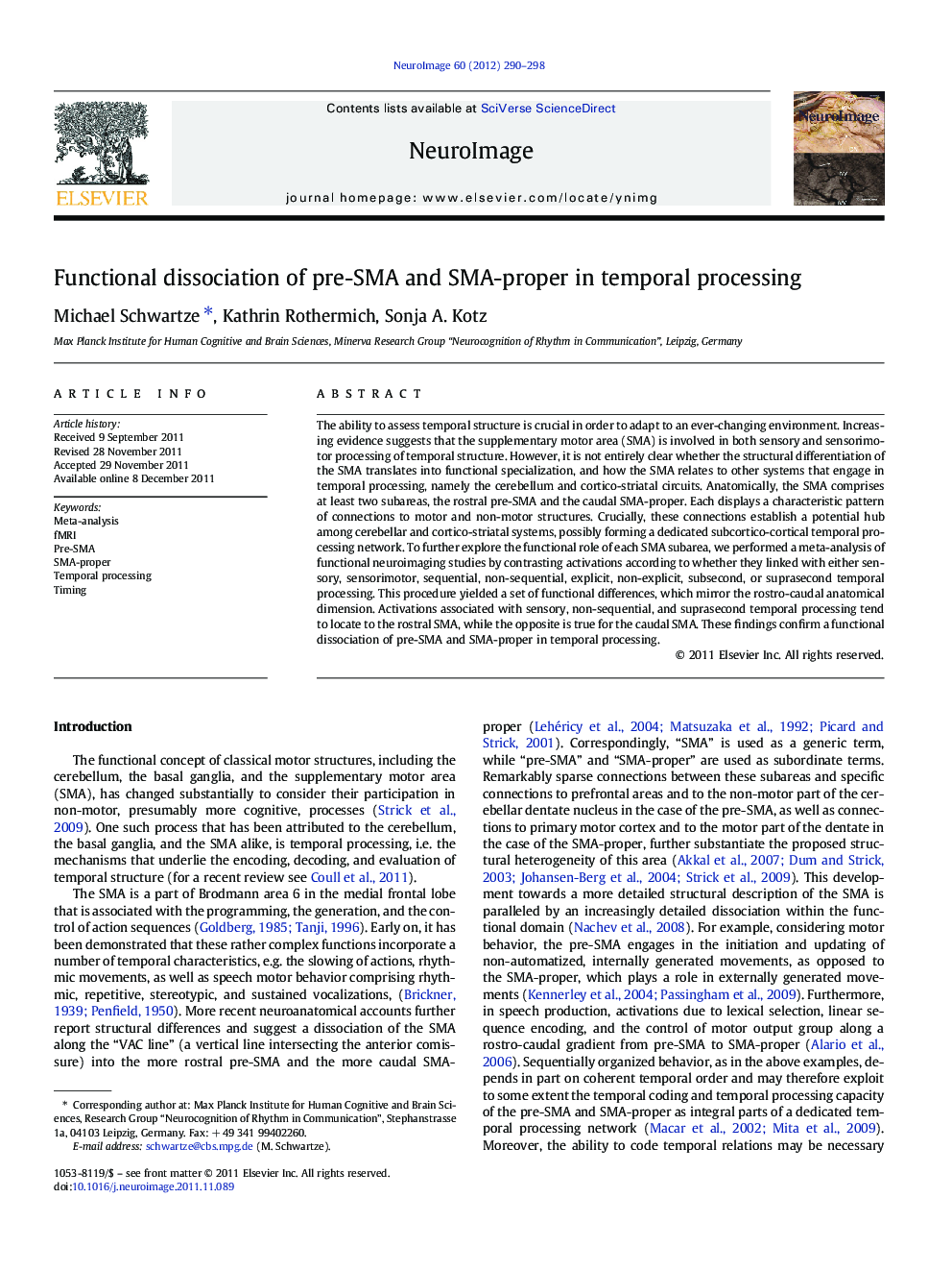 Functional dissociation of pre-SMA and SMA-proper in temporal processing