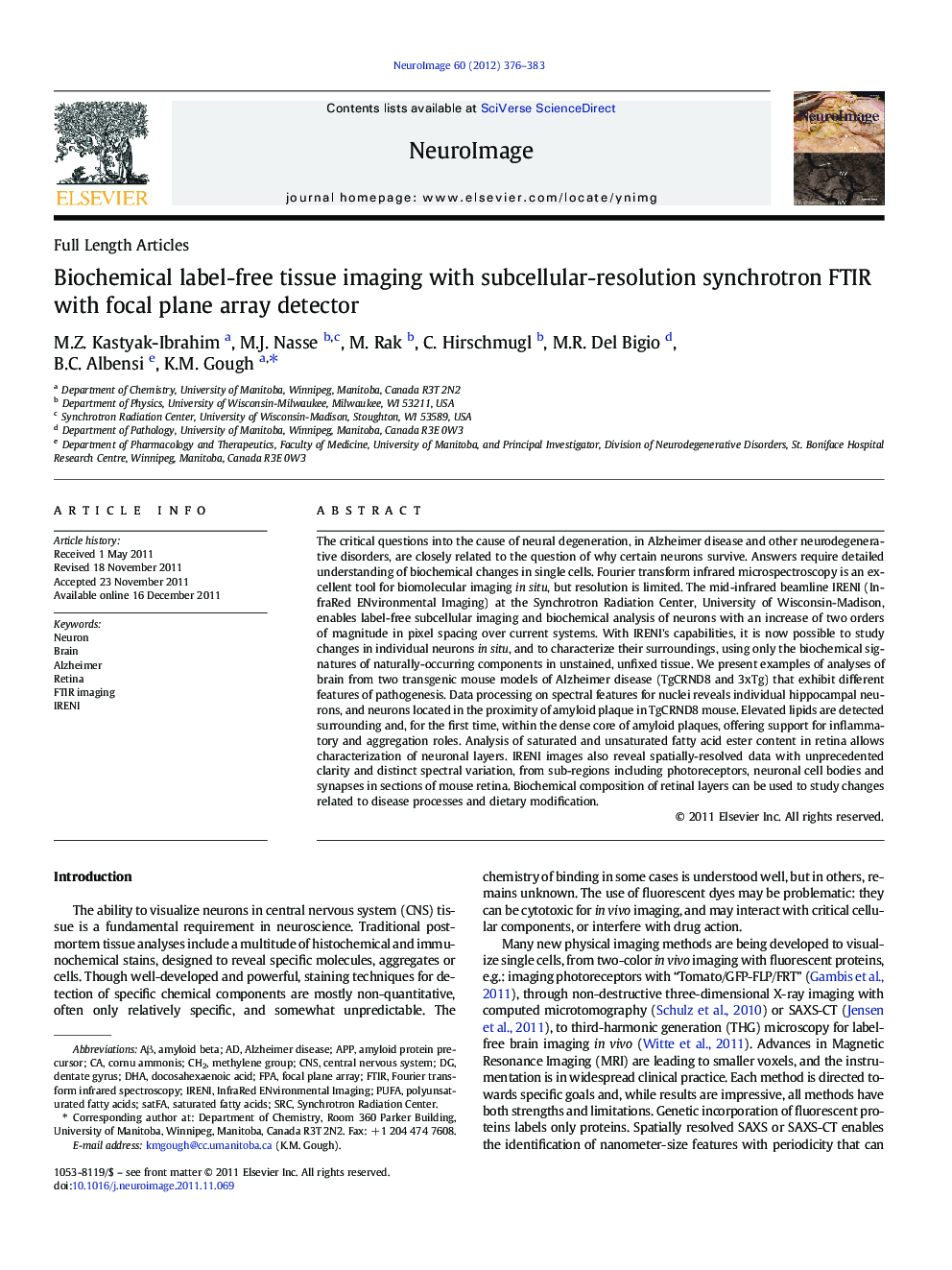 Biochemical label-free tissue imaging with subcellular-resolution synchrotron FTIR with focal plane array detector