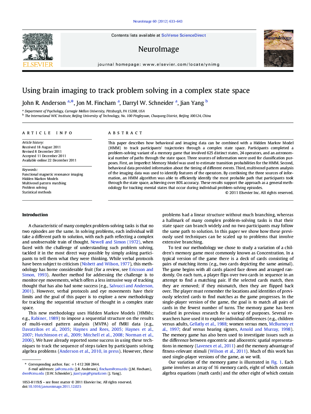 Using brain imaging to track problem solving in a complex state space