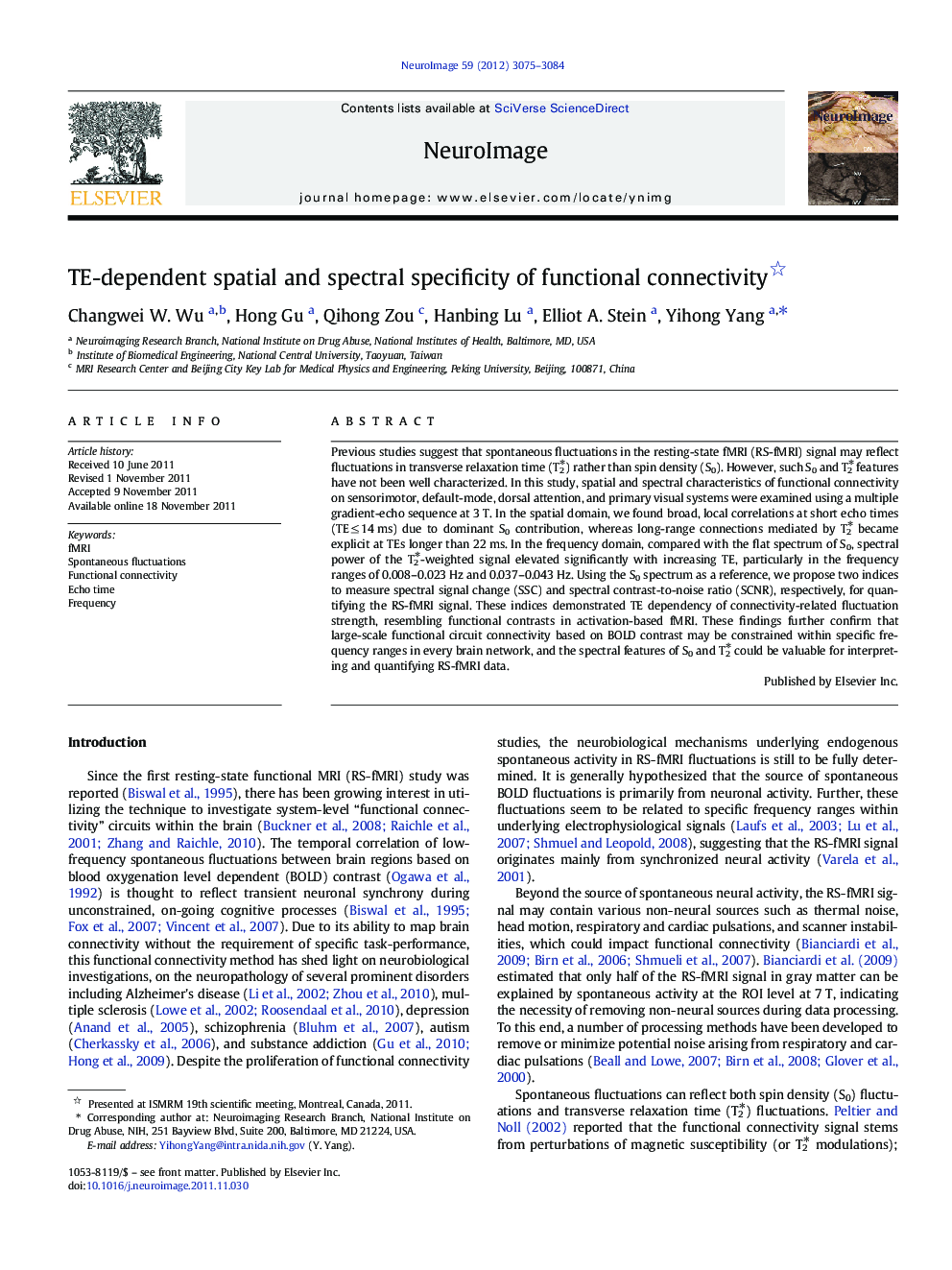 TE-dependent spatial and spectral specificity of functional connectivity