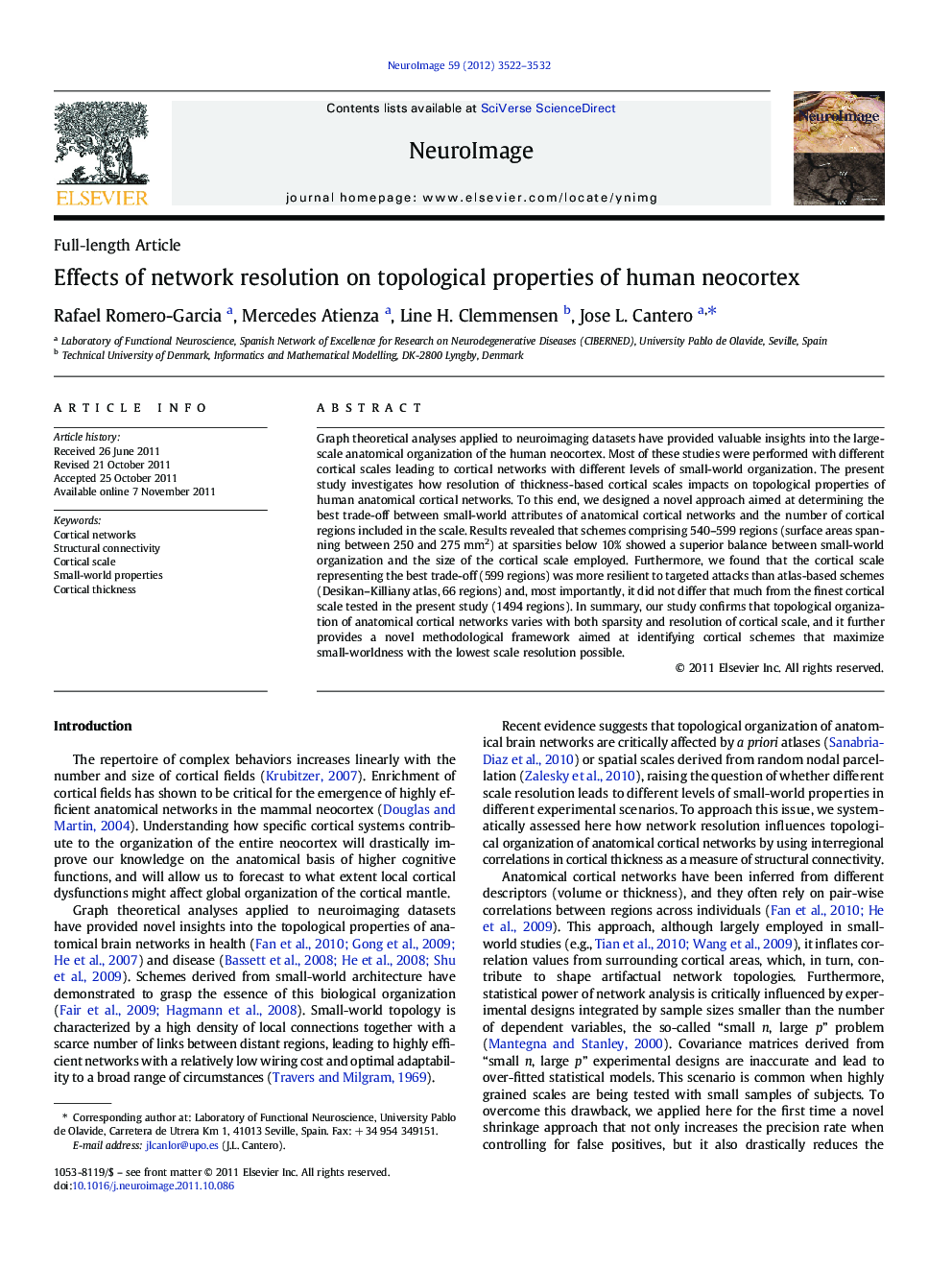 Effects of network resolution on topological properties of human neocortex