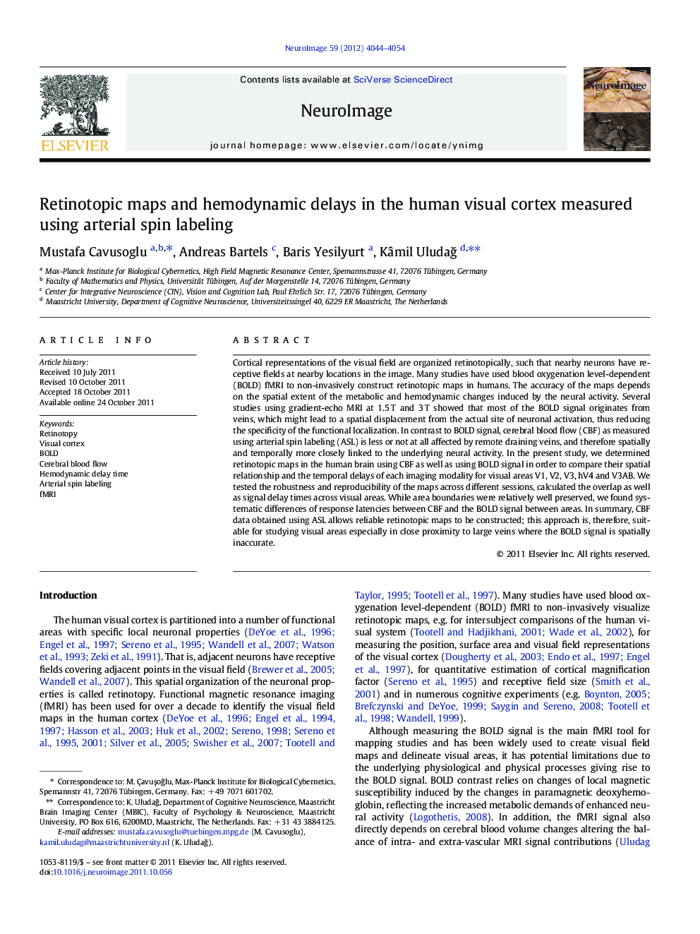 Retinotopic maps and hemodynamic delays in the human visual cortex measured using arterial spin labeling