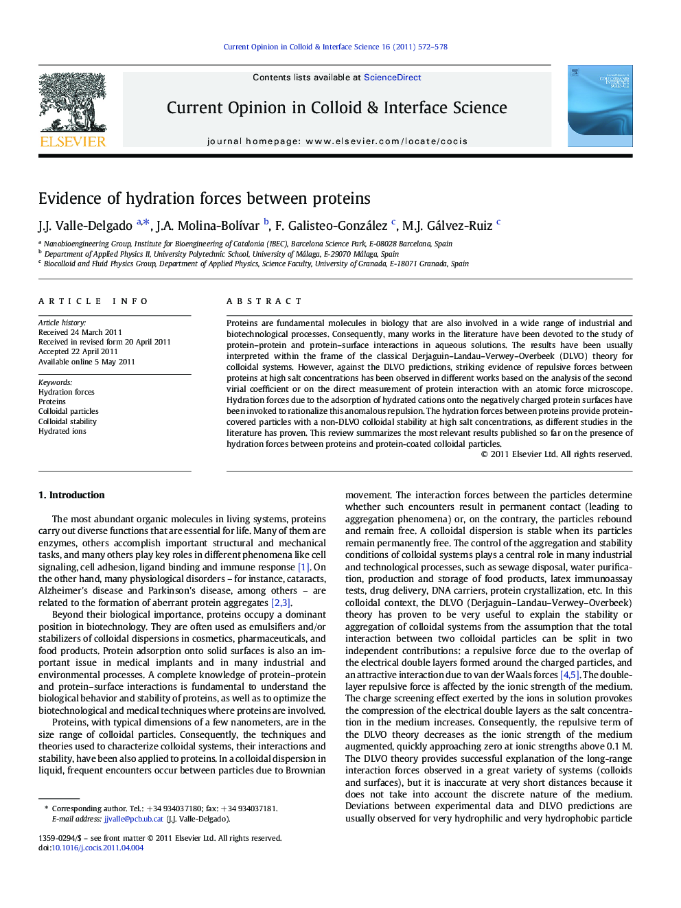 Evidence of hydration forces between proteins