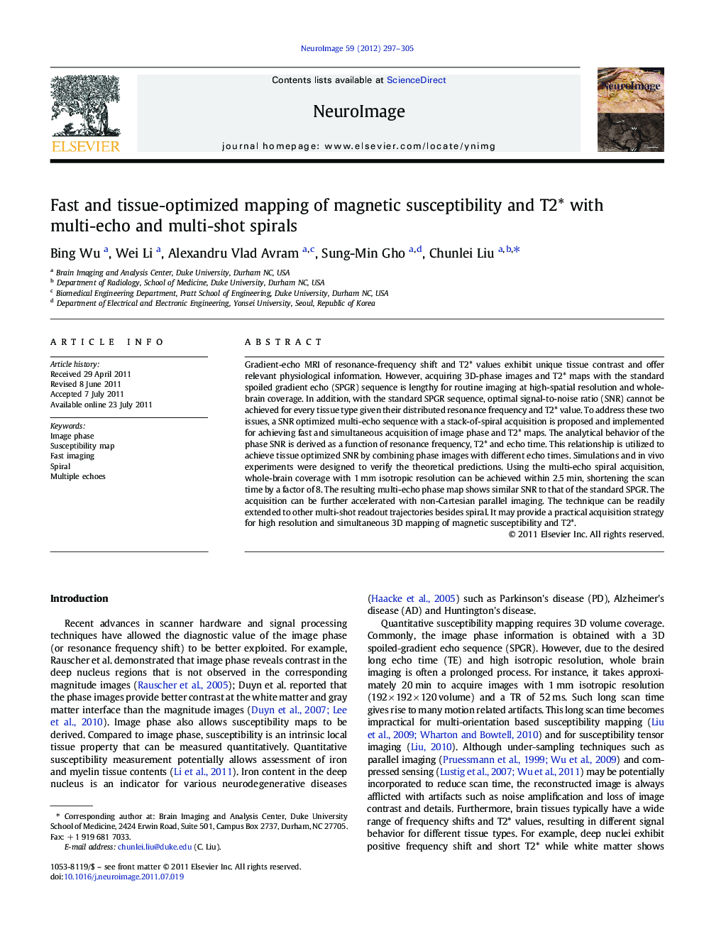 Fast and tissue-optimized mapping of magnetic susceptibility and T2* with multi-echo and multi-shot spirals