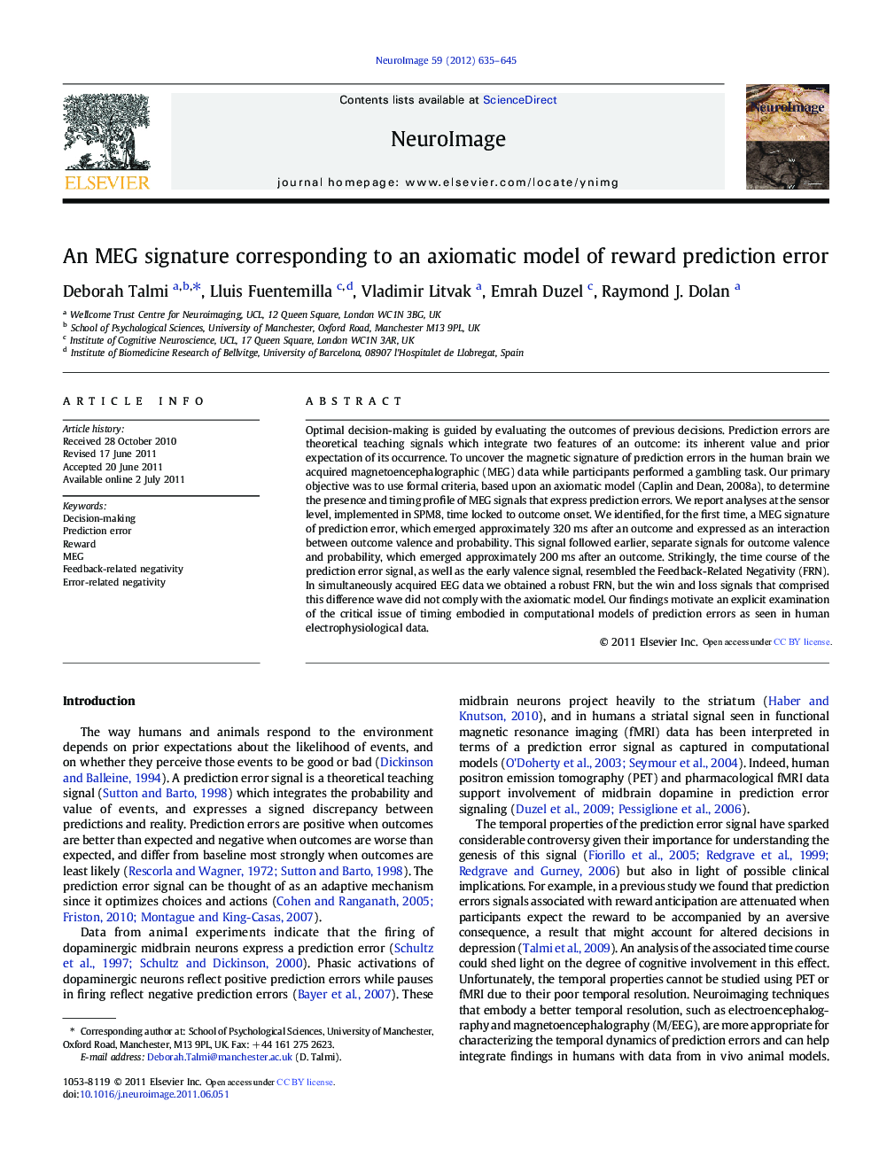 An MEG signature corresponding to an axiomatic model of reward prediction error