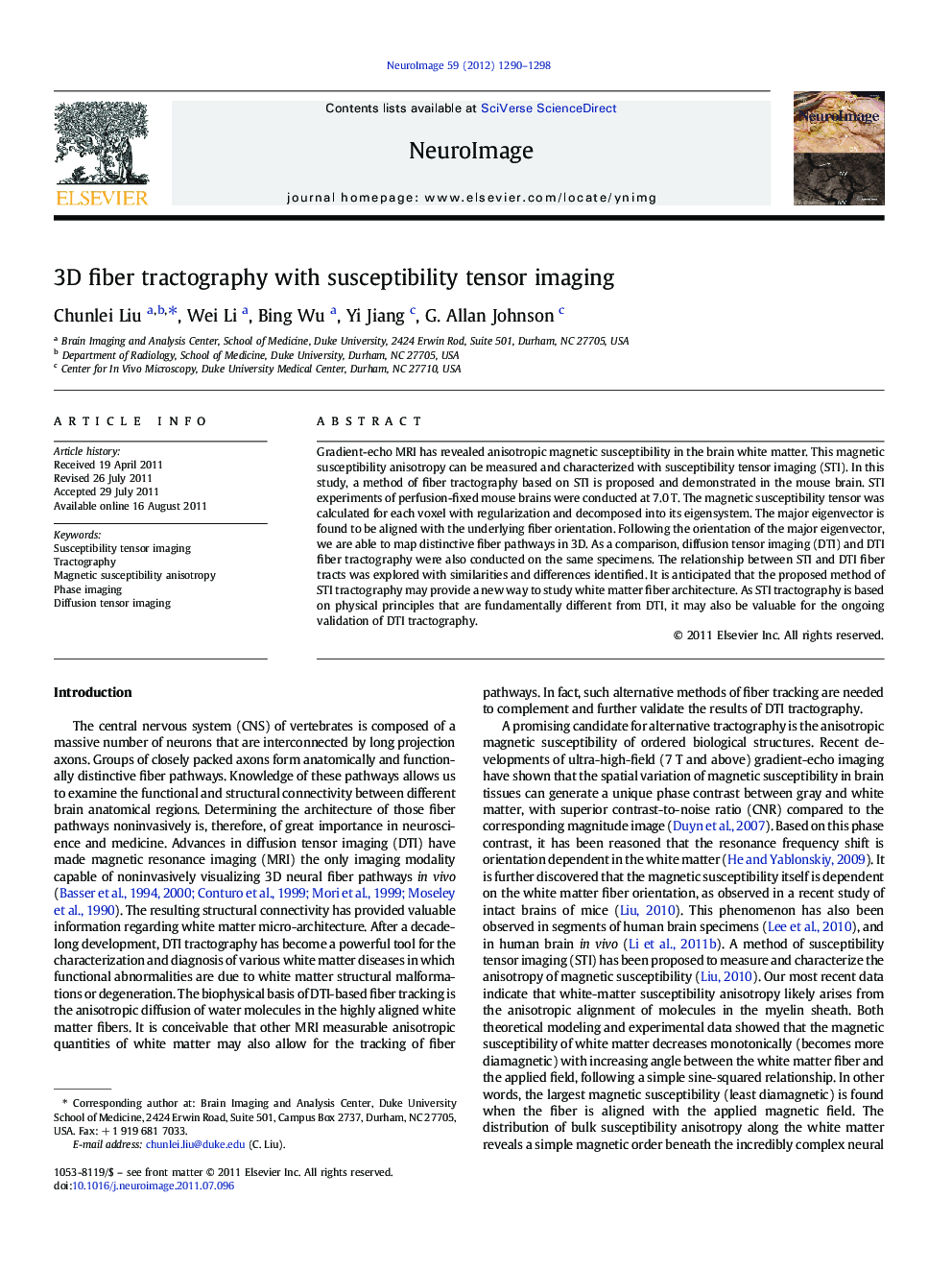 3D fiber tractography with susceptibility tensor imaging