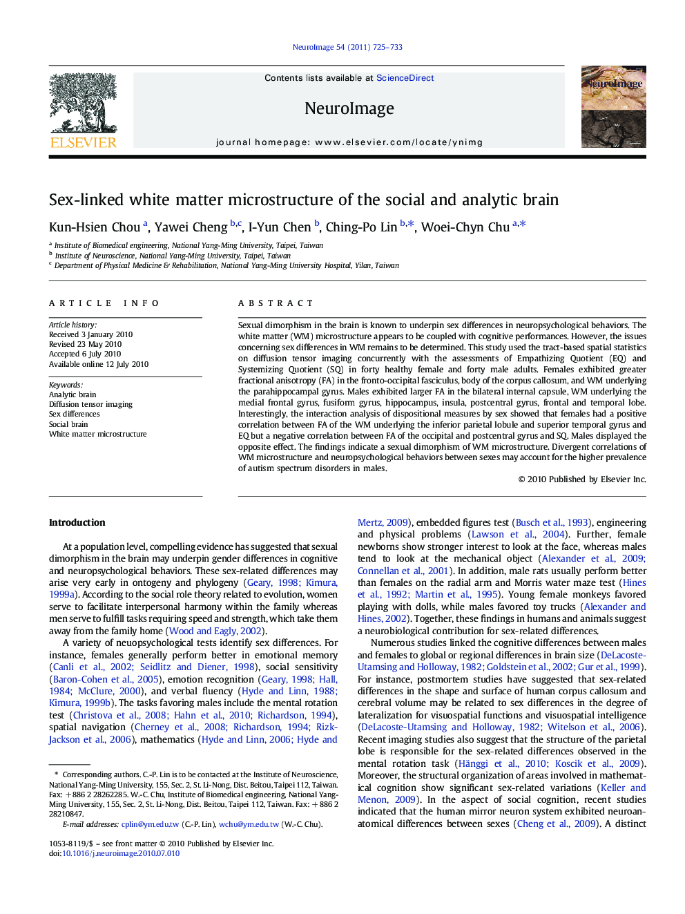 Sex-linked white matter microstructure of the social and analytic brain