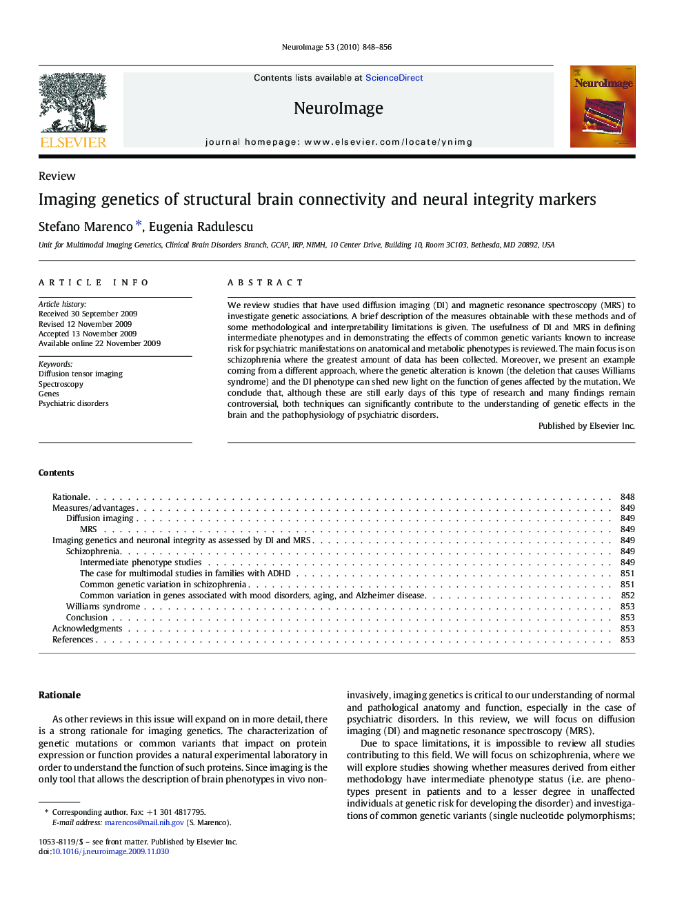 ReviewImaging genetics of structural brain connectivity and neural integrity markers