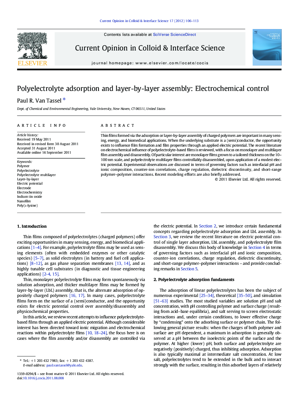 Polyelectrolyte adsorption and layer-by-layer assembly: Electrochemical control