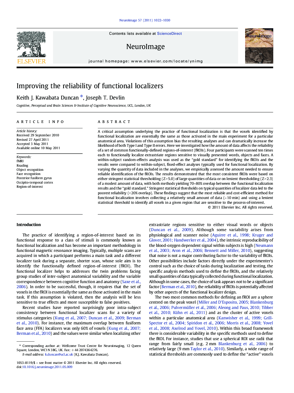 Improving the reliability of functional localizers