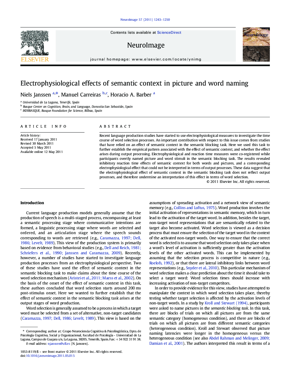 Electrophysiological effects of semantic context in picture and word naming