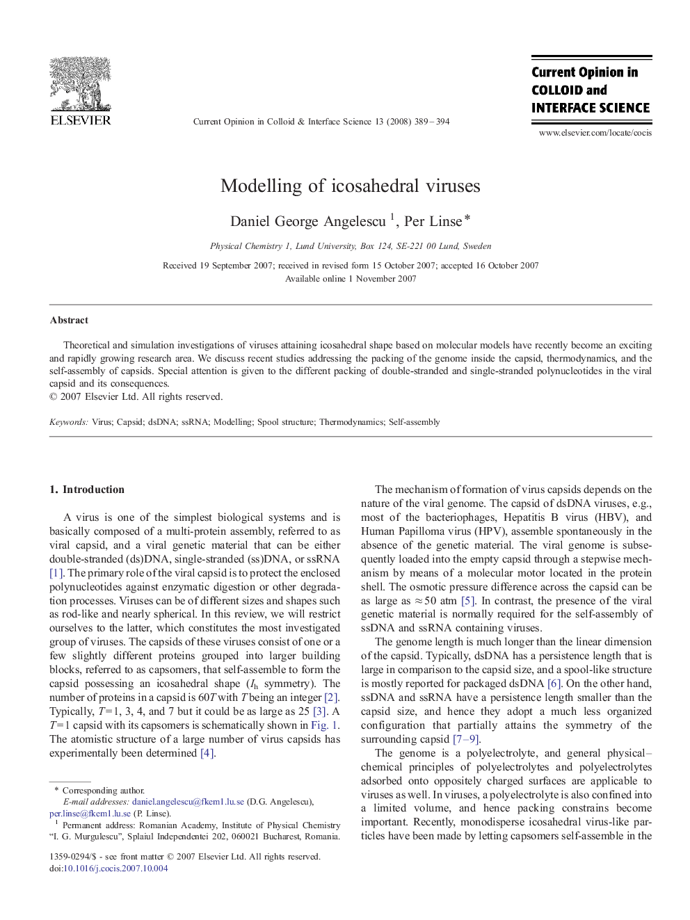 Modelling of icosahedral viruses