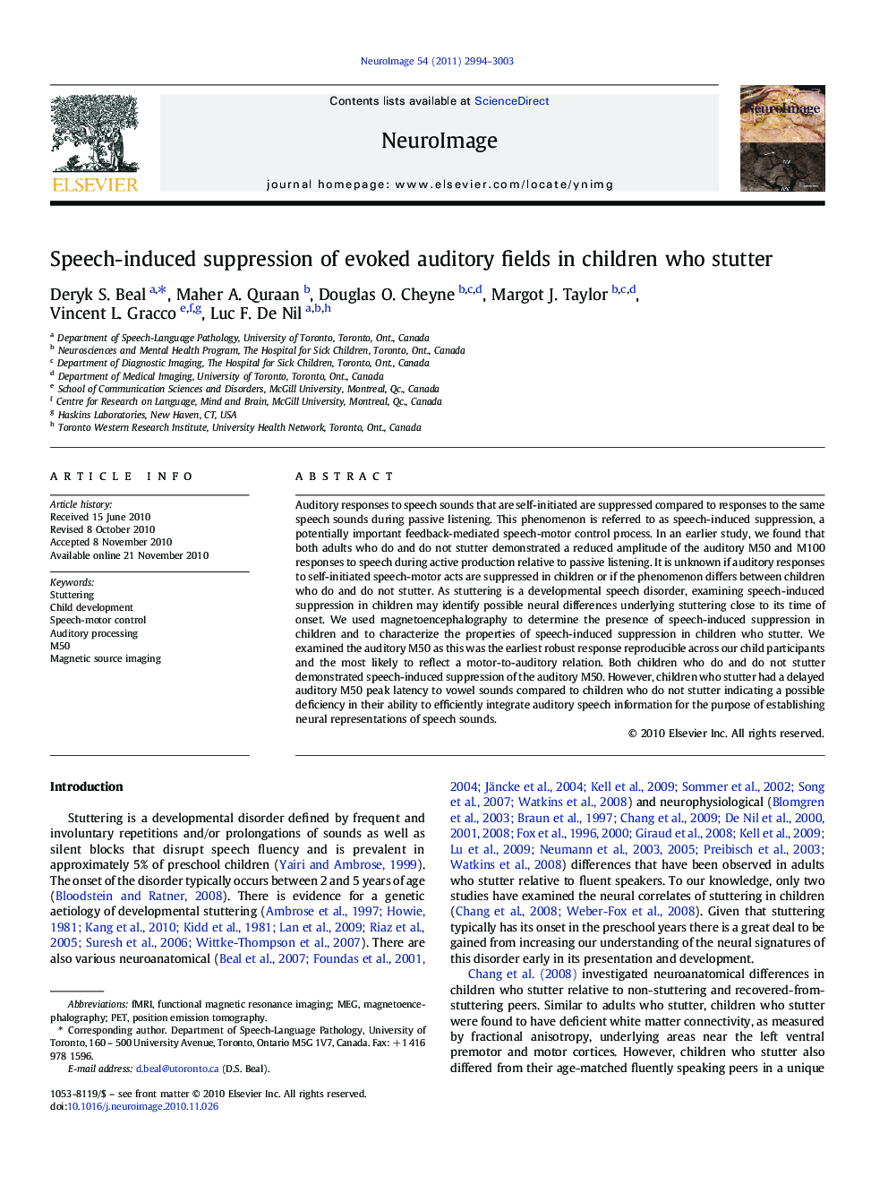 Speech-induced suppression of evoked auditory fields in children who stutter