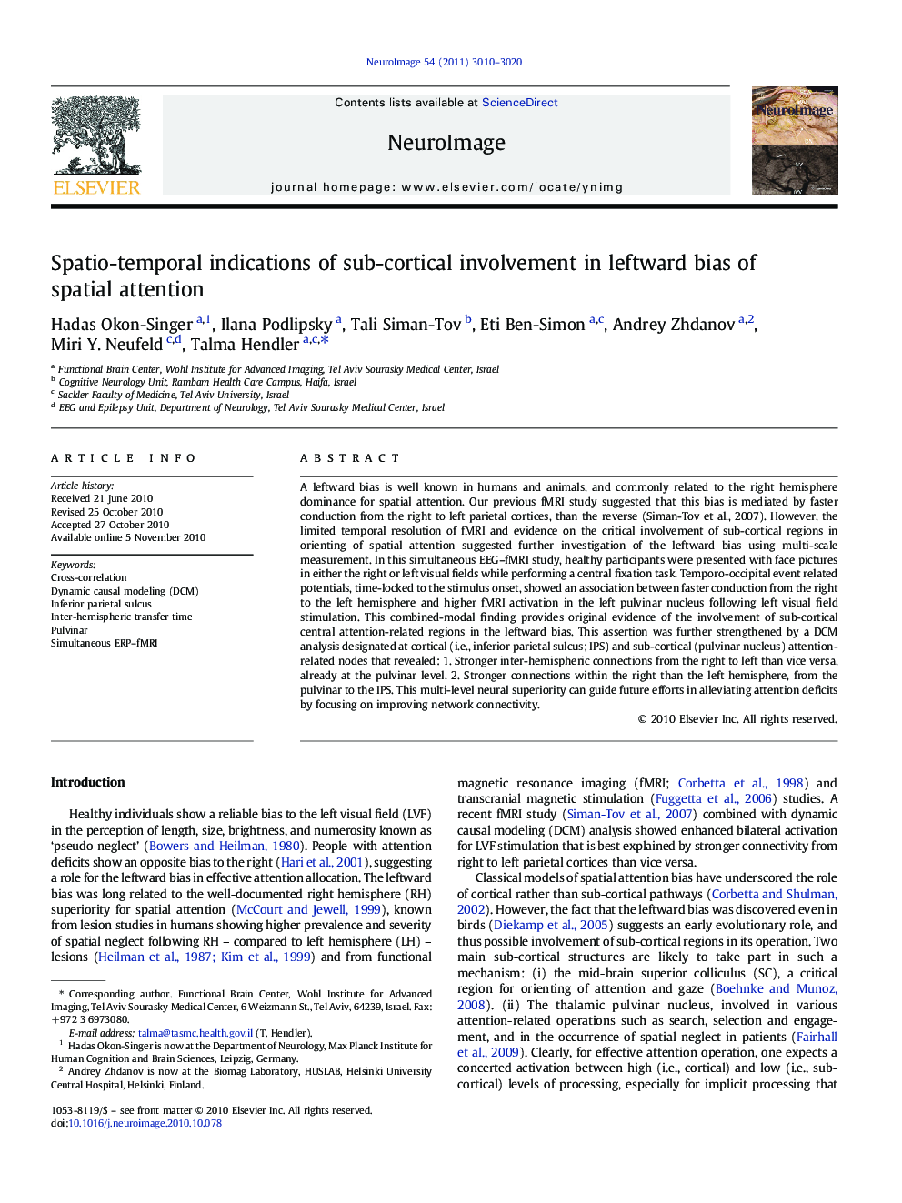 Spatio-temporal indications of sub-cortical involvement in leftward bias of spatial attention