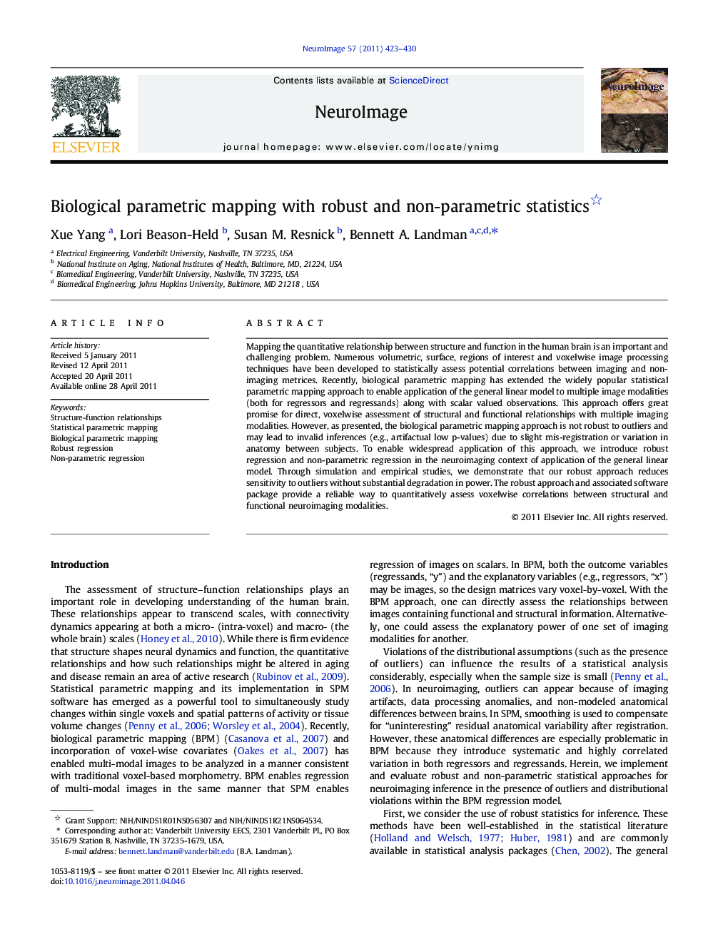 Biological parametric mapping with robust and non-parametric statistics