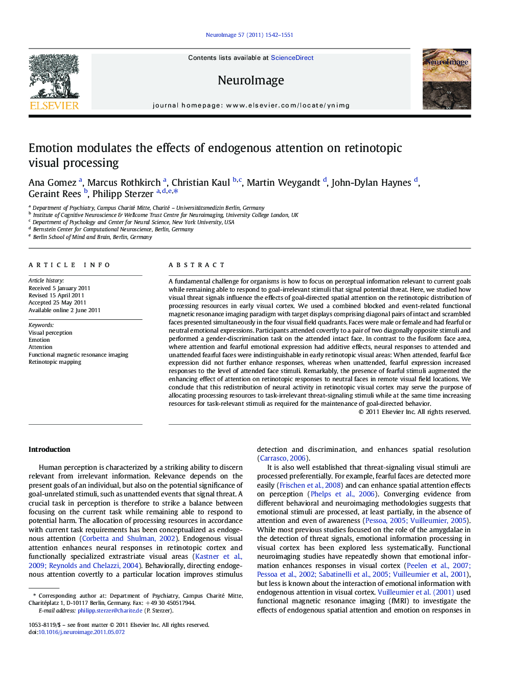 Emotion modulates the effects of endogenous attention on retinotopic visual processing