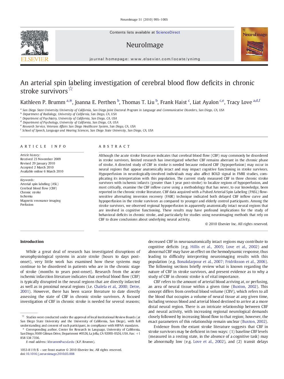 An arterial spin labeling investigation of cerebral blood flow deficits in chronic stroke survivors