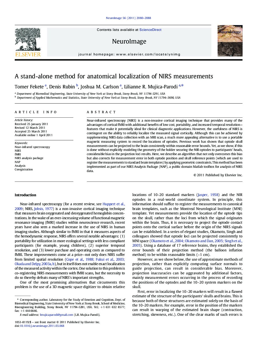 A stand-alone method for anatomical localization of NIRS measurements