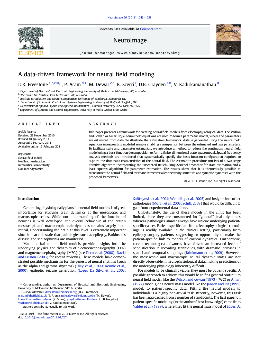 عکس صفحه اول مقاله: A data-driven framework for neural field modeling A data-driven framework for neural field modeling