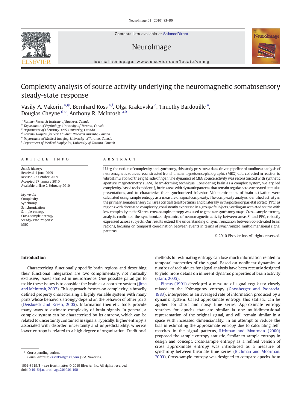 Complexity analysis of source activity underlying the neuromagnetic somatosensory steady-state response