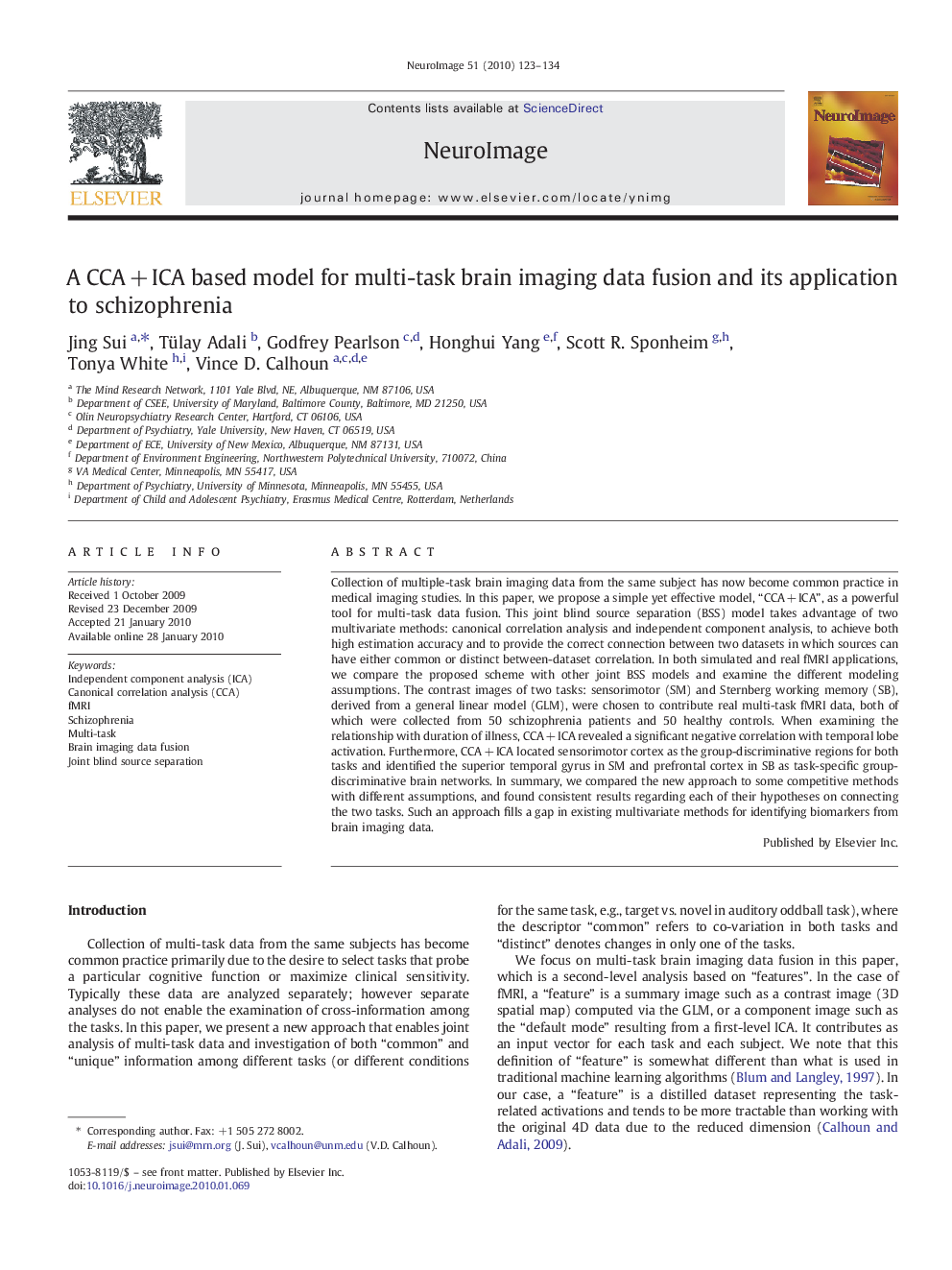 A CCAÂ +Â ICA based model for multi-task brain imaging data fusion and its application to schizophrenia