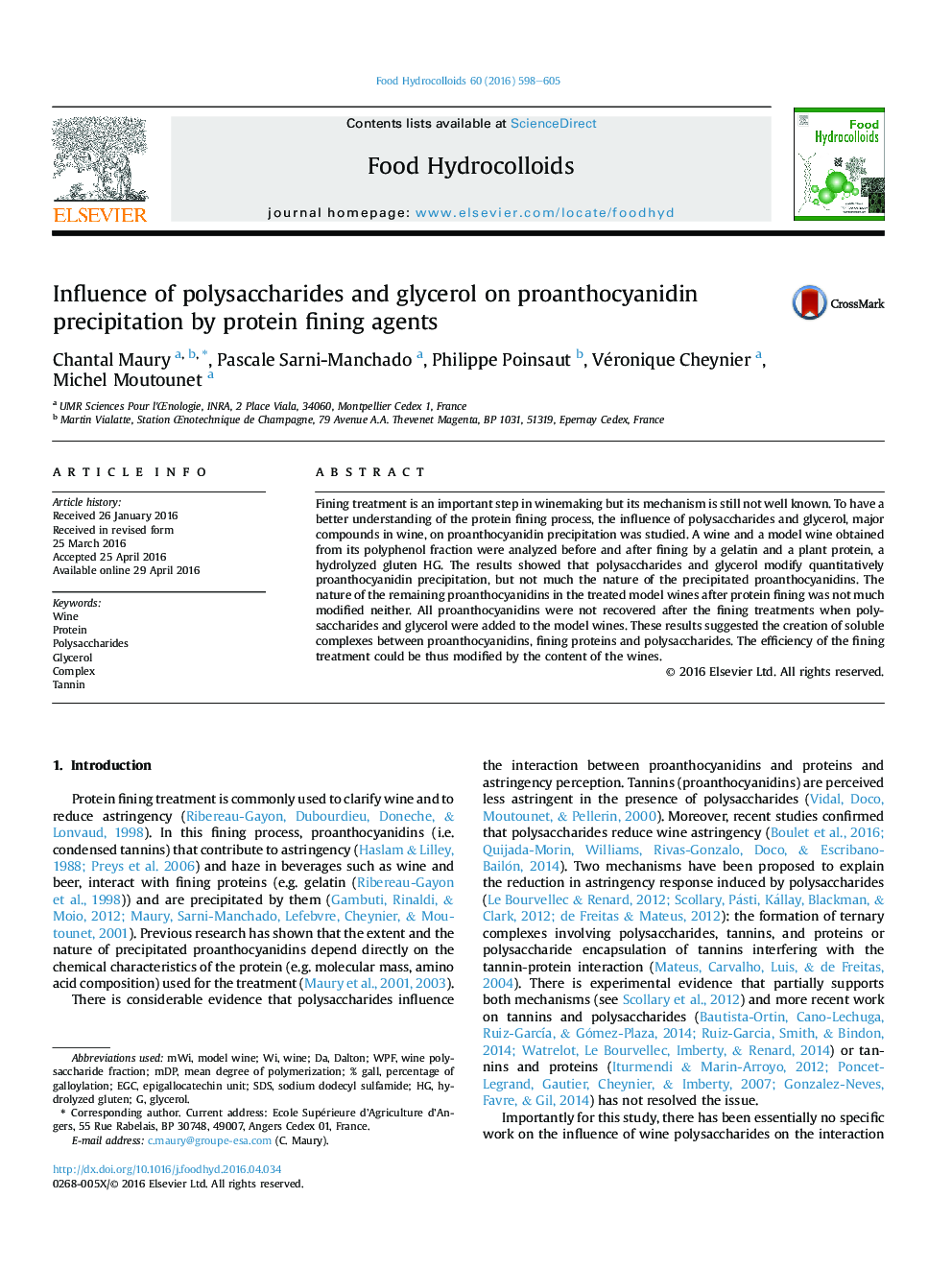 تأثیر پلی ساکارید ها و گلیسرول بر روی پروانتوسیانیدین با استفاده از مواد پروتئینی پروتئین 