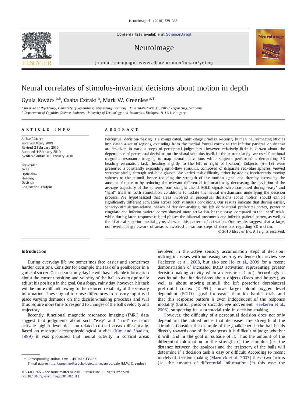 Neural correlates of stimulus-invariant decisions about motion in depth