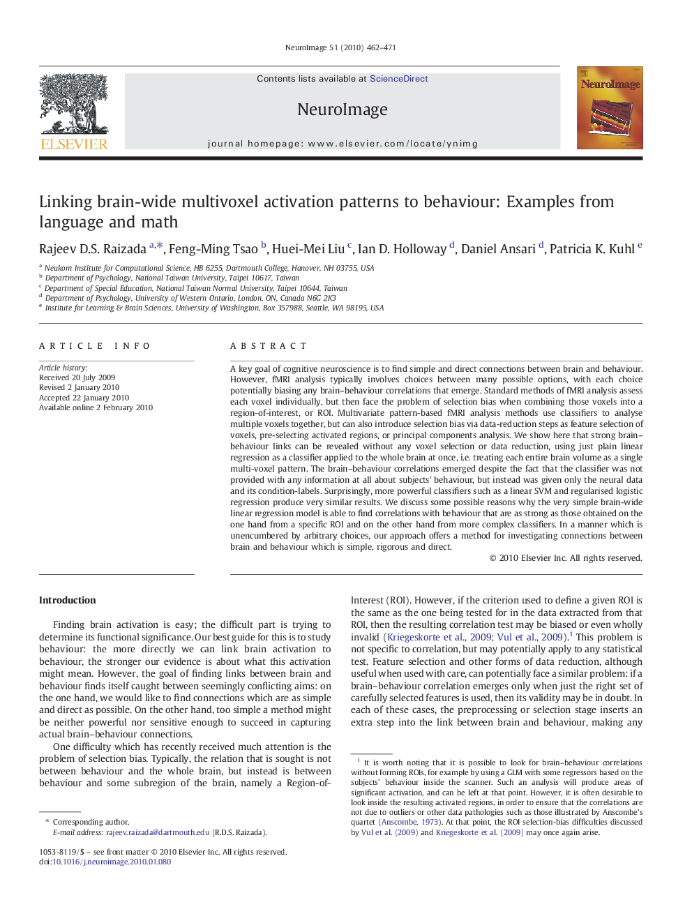 Linking brain-wide multivoxel activation patterns to behaviour: Examples from language and math